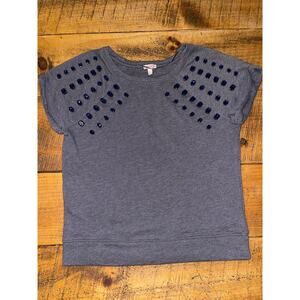 Womens Juicy Couture Gray Lightweight Sweatshirt Gem Embellishment Shirt L